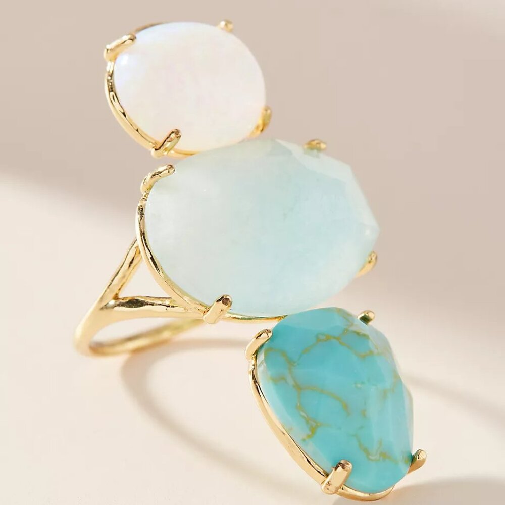 Anthropologie Crackled Stones Cocktail Ring NWOT